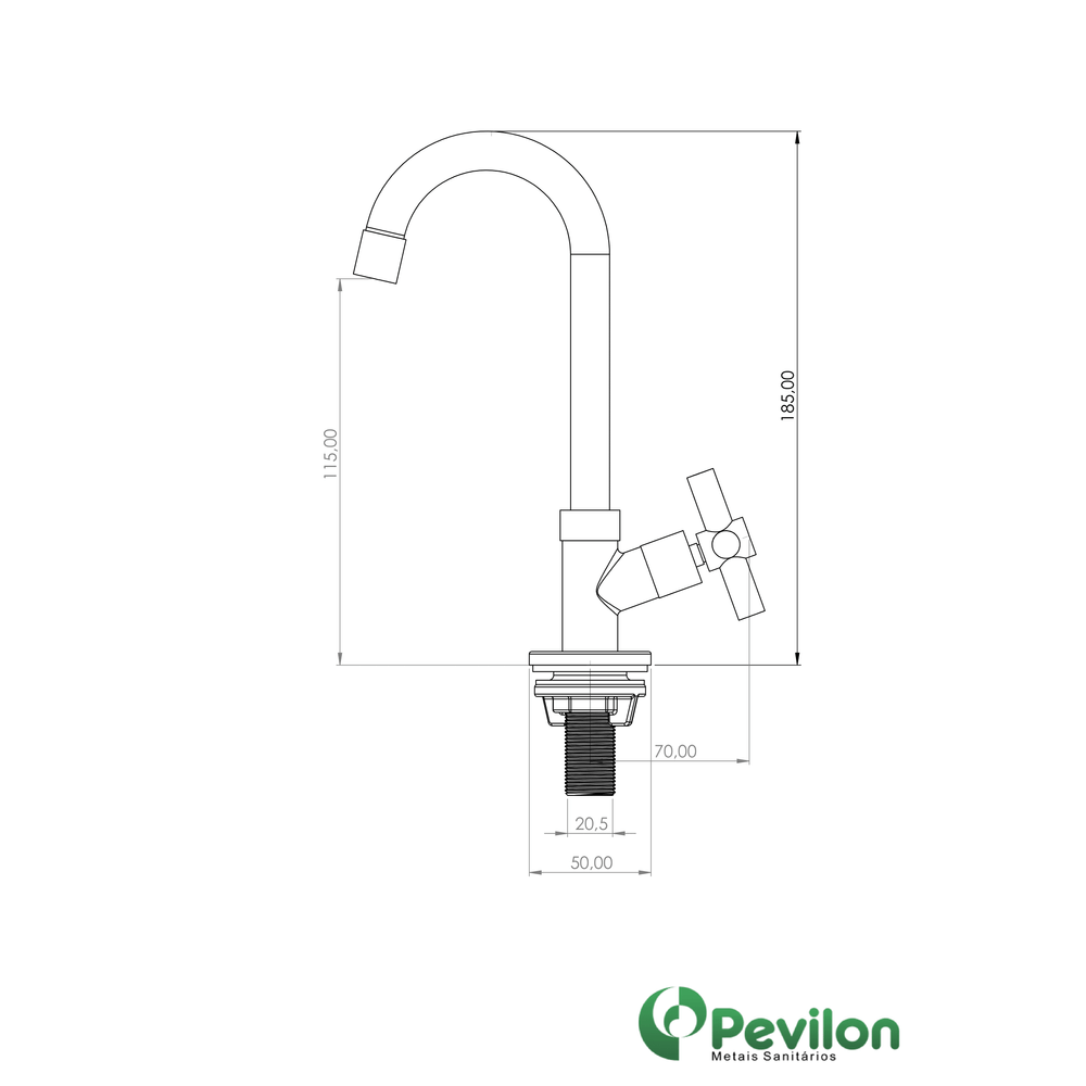 Torneira Cozinha Bancada Ravena 1/4 Bica Alta C33 3191 Soft - Pevilon -  Revest