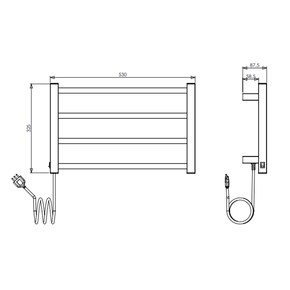 Porta Toalha Aquecido Mezcla 220v - 53 X 32,5 X 8,7cm Preto - Aquece Metais  - Revest